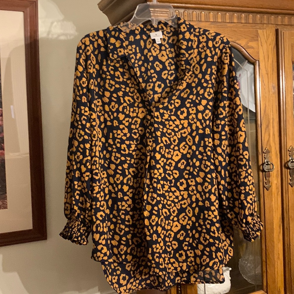 Black and orange blouse